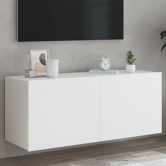 Mueble tv de pared con luces led blancas 100x35x41 cm