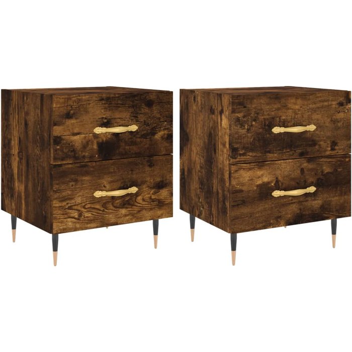 Mesitas de noche 2 piezas roble ahumado 40x35x47,5 cm madera contrachapada