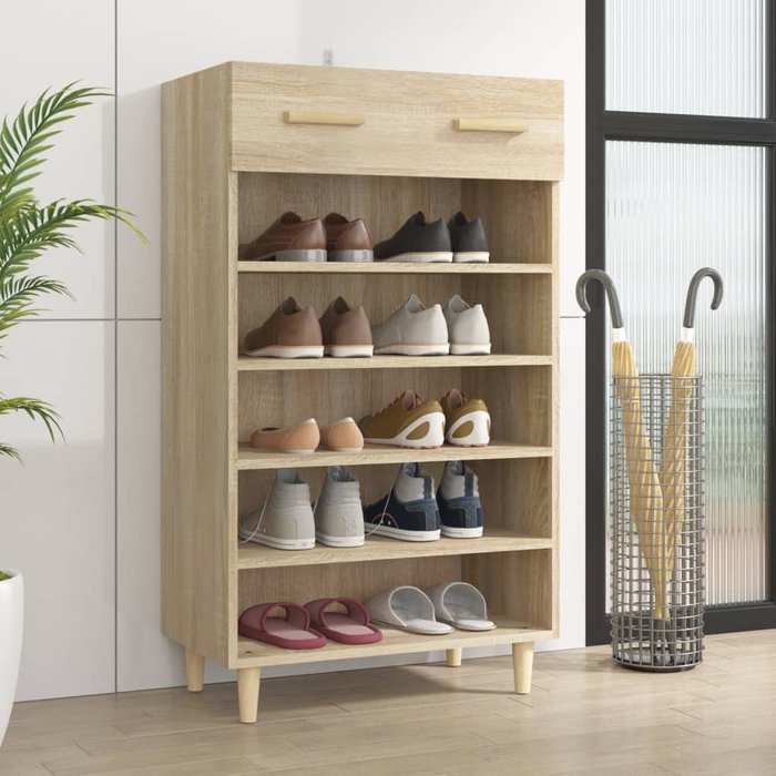 Zapatero, roble sonoma, 60x35x105cm, madera de ingeniería