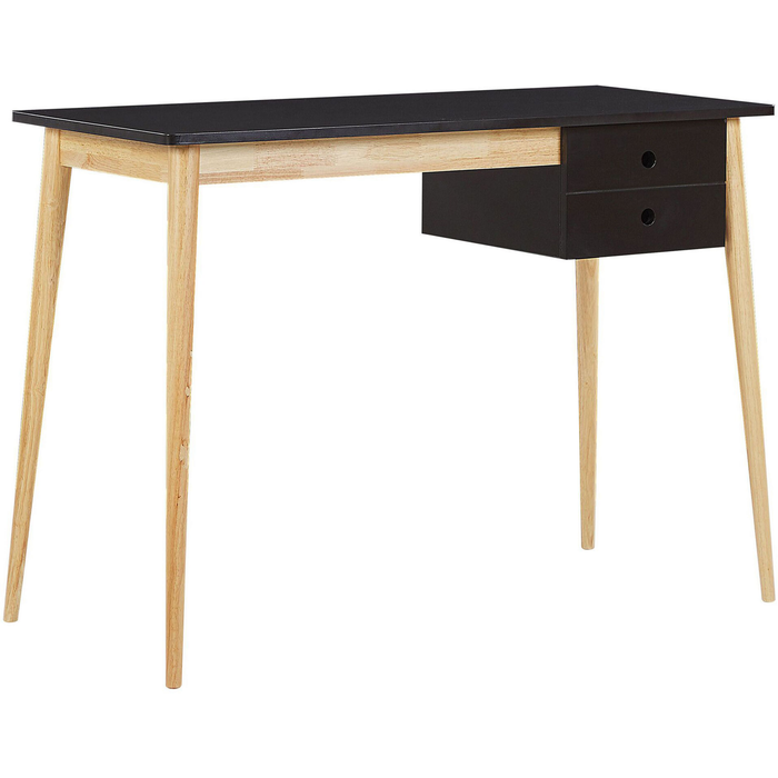 Beliani escritorio negro/madera clara 106 x 48 cm ebeme
