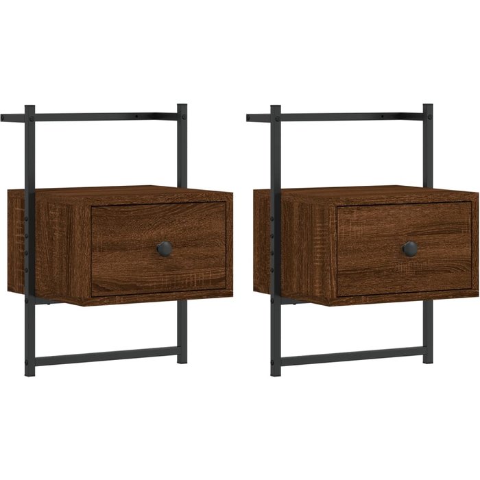 Mesitas de noche de pared 2 unidades marrón roble 35x30x51 cm - comfortxl