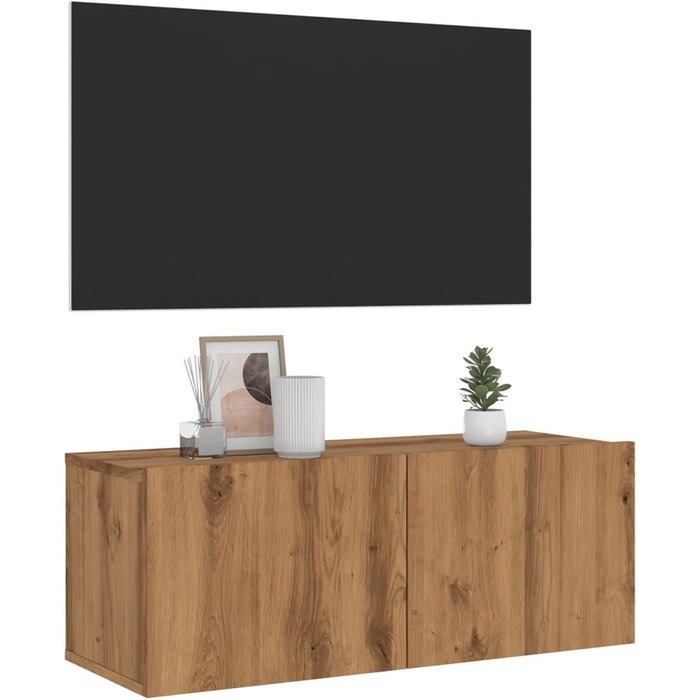 Mueble de tv de pared, roble artesanal, 80x30x30 cm, madera de ingeniería