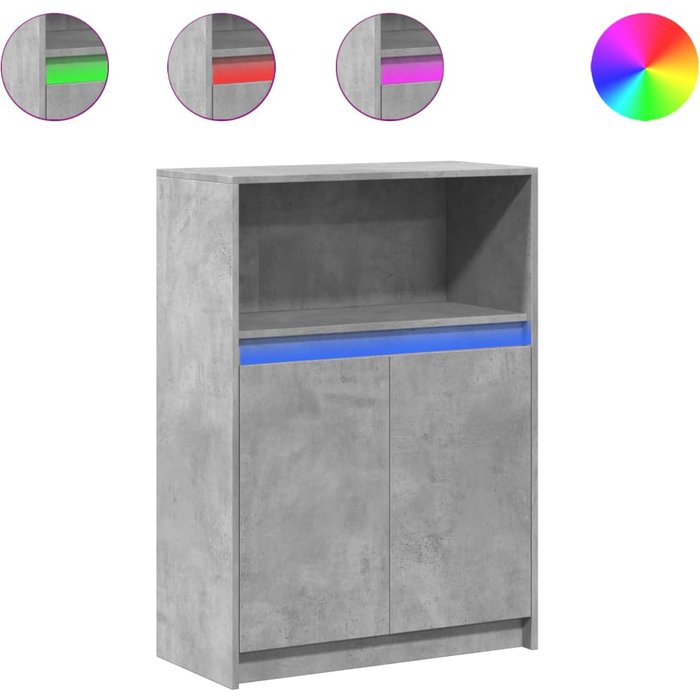 Aparador con led madera ingeniería gris hormigón 72x34x100 cm - comfortxl