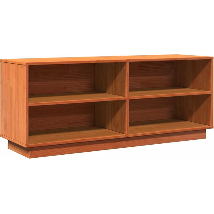 Mueble zapatero madera maciza de pino marrón cera 110x34x45 cm