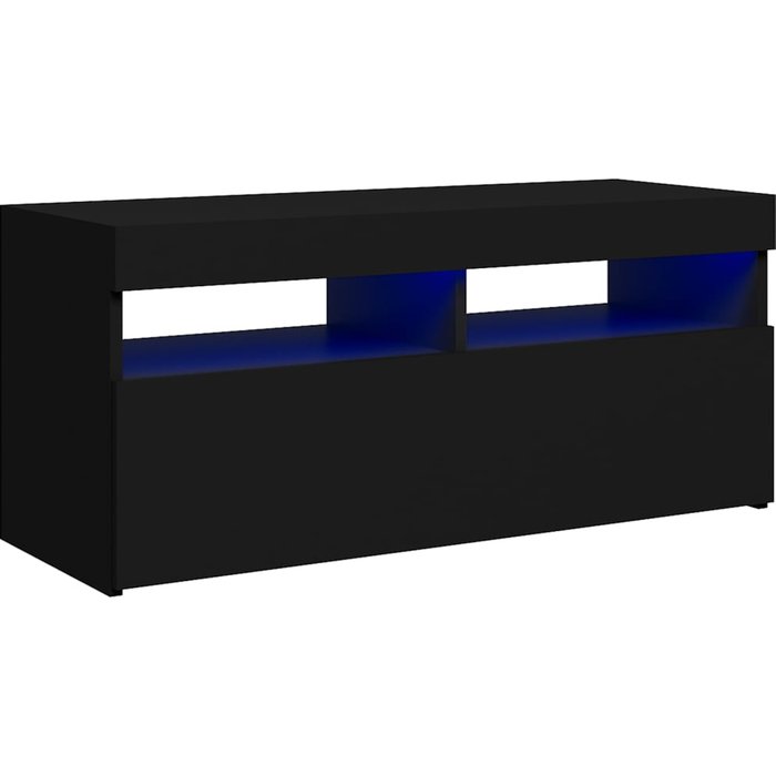 Mueble de tv con iluminación led negra 90x35x40 cm - comfortxl