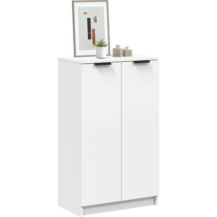 Zapatero blanco, 59x35x100,5 cm, madera de ingeniería.