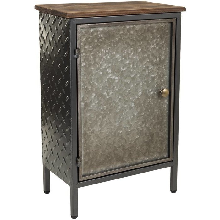 Mesita de metal y madera marrón 37x23,5x56,5