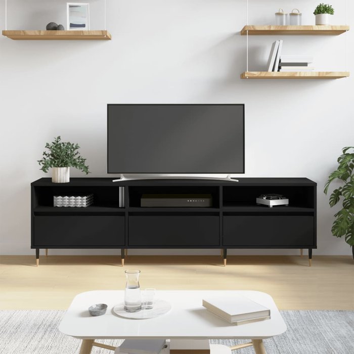Vidaxl mueble de tv madera contrachapada negro 150x30x44,5 cm