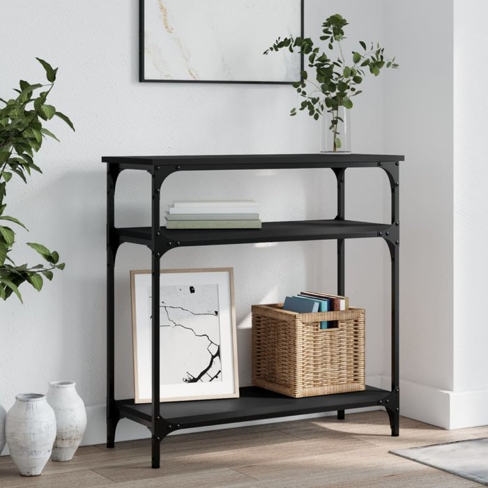 Mesa consola negra 75x29x75 cm de madera contrachapada