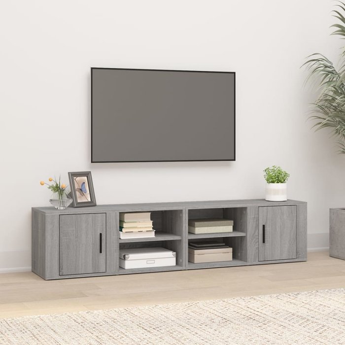 Mueble de tv sonoma de 2 piezas, gris, 80x31,5x36 cm, madera de ingeniería