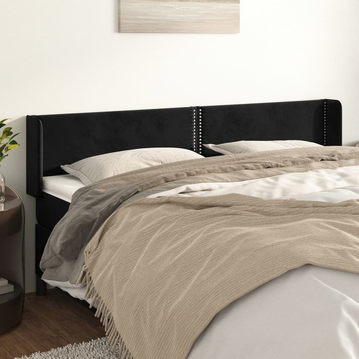 Cabecero con orejas negro 163x16x78/88 cm terciopelo