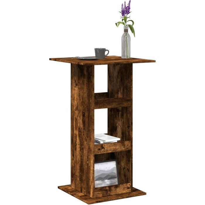 Mesa de bar con almacenaje de madera de ingeniería de roble ahumado