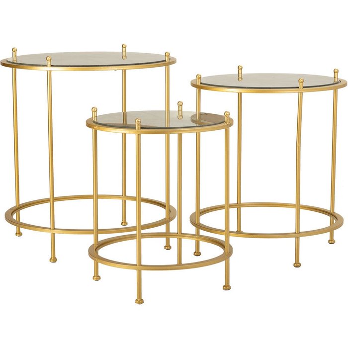 Set 3 mesas de centro de metal doradas