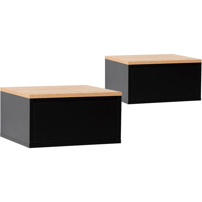 Juego 2 mesitas de noche flotante desi 1 cajón color negro/roble