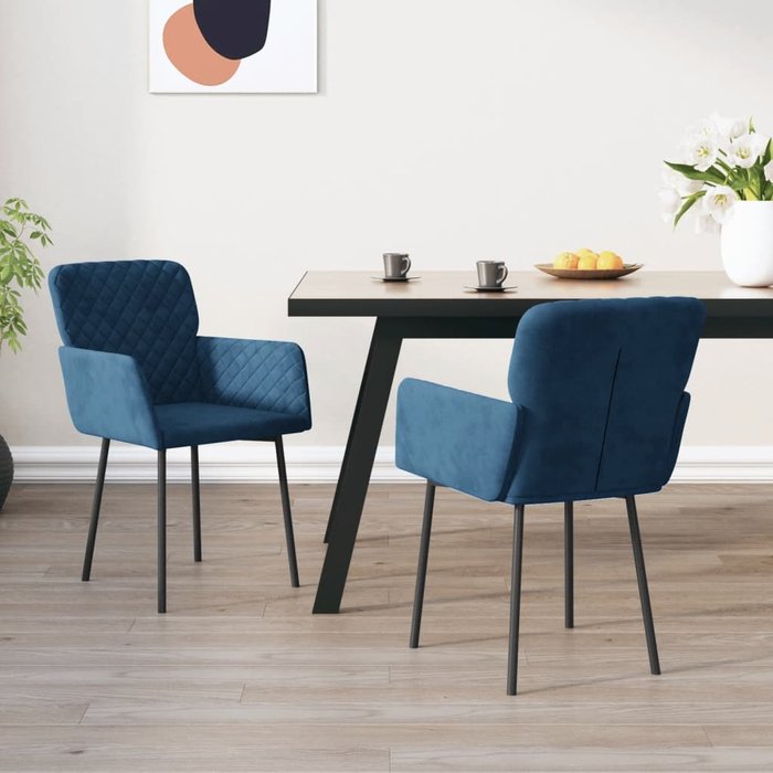 Sillas de comedor 2 unidades terciopelo azul vidaxl