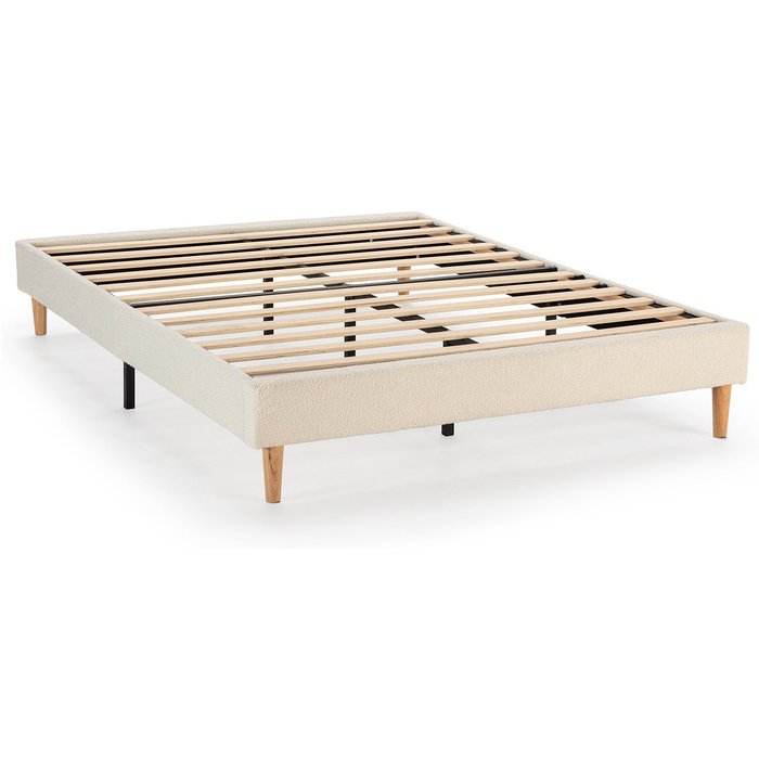 Base tapizada niebla 160x200 cm tela borreguito beige