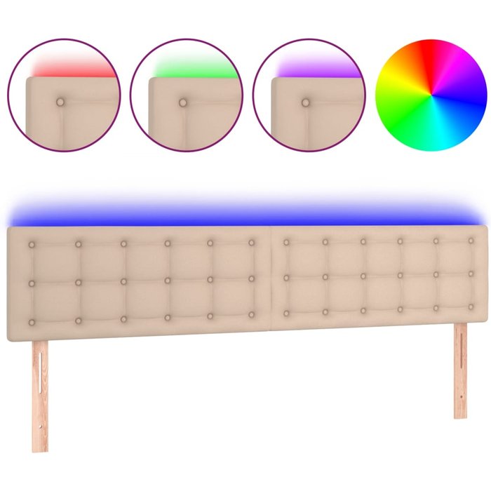 Cabecero con led cuero sintético color capuchino 200x5x78/88 cm - comfortxl