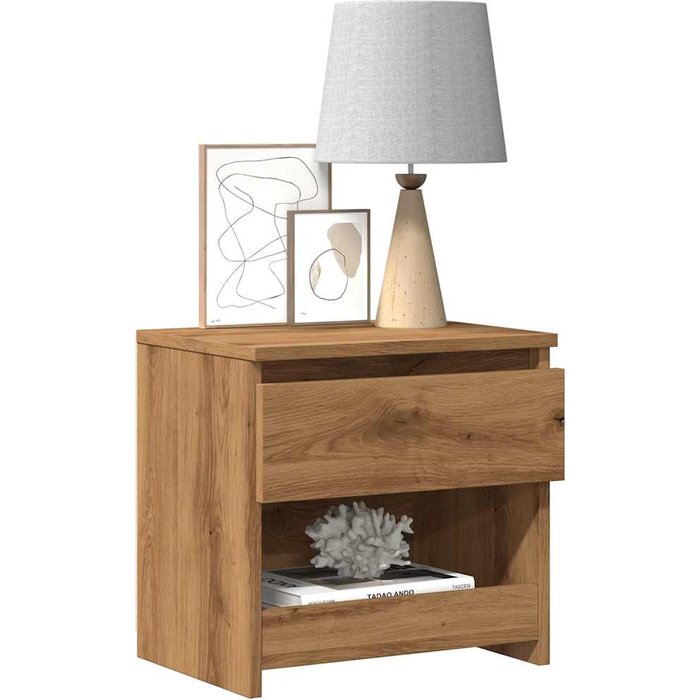 Mesitas de noche 2 piezas roble artesanal 40x30x39 cm