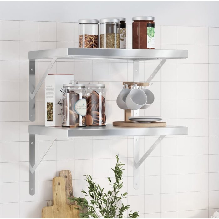 Maison exclusive - estantes de pared 2 uds acero inoxidable plateado 50x40x3 cm