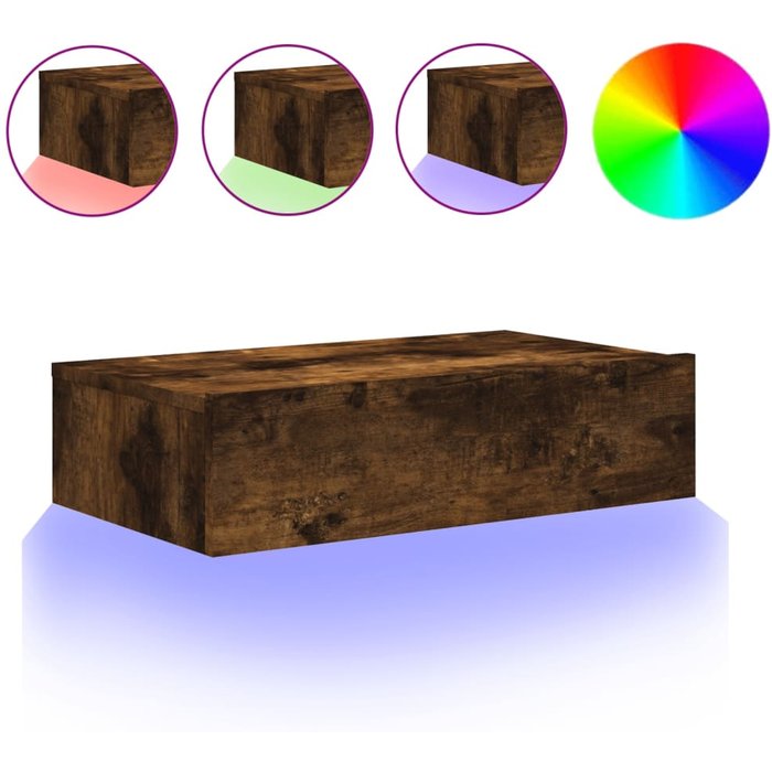 Mueble tv con iluminación led roble ahumado 60x35x15,5 cm