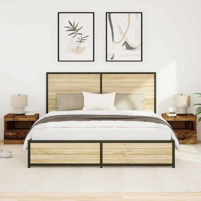 Maison exclusive - armario de noche con cajón 2 pcs madera vieja 50 x 40 x 45 cm