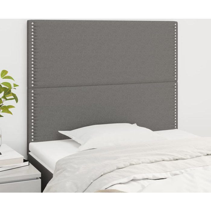 Cabeceros 2 uds gris oscuro 90x5x78/88 cm tela