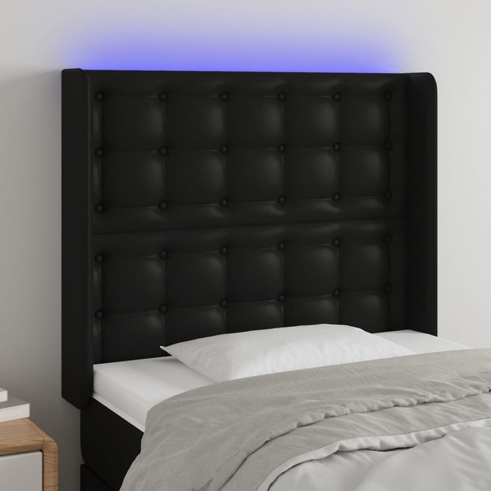 Cabecero led negro 83x16x118/128 cm polipiel