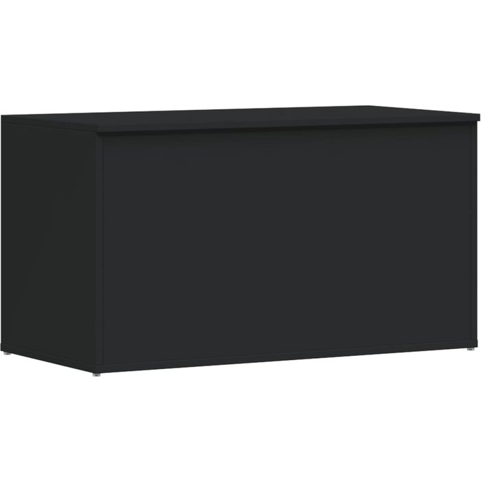Baúl de almacenamiento madera contrachapada negro 84x42x46 cm