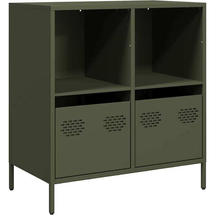 Aparador de acero laminado en frío verde oliva 68x39x73,5 cm v1192 unico / verde