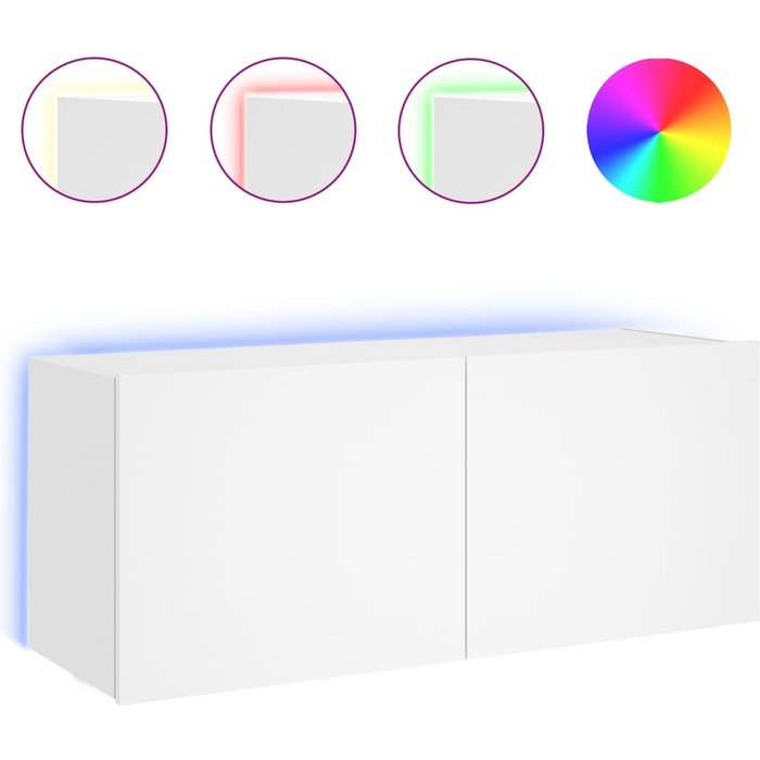 Mueble de tv de pared con iluminación led blanca 100x35x41 cm - comfortxl