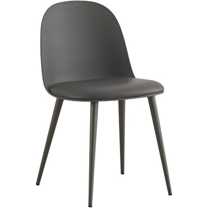 Silla jasmon – cojín pu gris con patas de metal – h81 × l51 × p44 cm