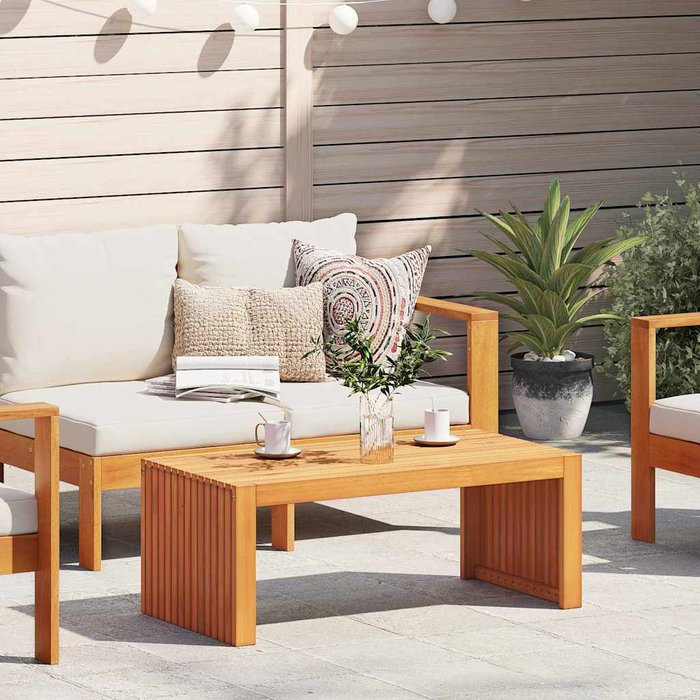 Mesa de café marrón 90 x 45 x 35 cm madera maciza de acacia