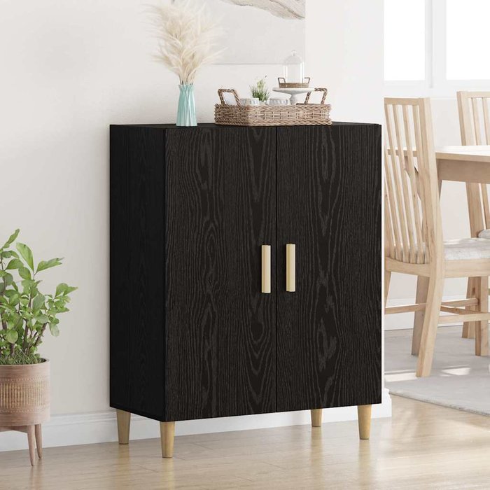 Maison exclusive - vitrina roble negro 70 x 34 x 90 cm madera contrachapada