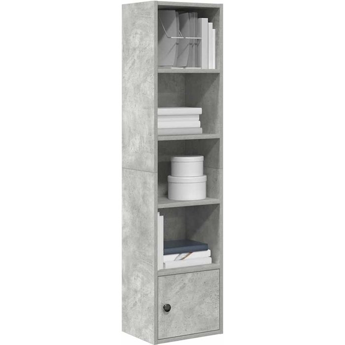 Librería gris hormigón, 31x24x127 cm, madera de ingeniería. - pangivo