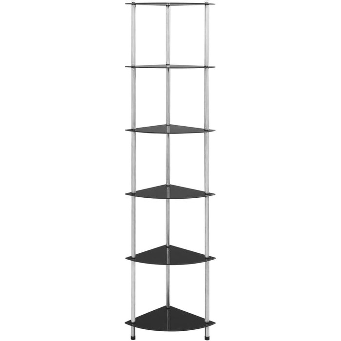 Estantería 6 niveles vidrio templado negro 30x30x160 cm – comfortxl