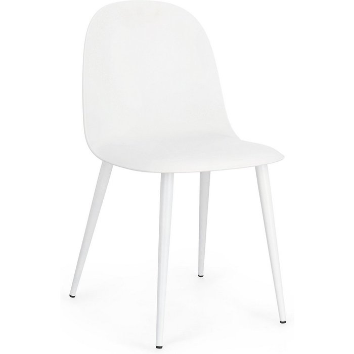 Silla de comedor de acero blanco y polipropileno