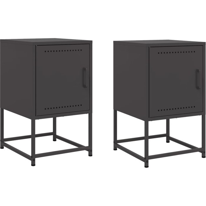 Pack 2 uds mesitas de noche,mesilla de noche acero negra 36x39x60,5 cm cfw495645