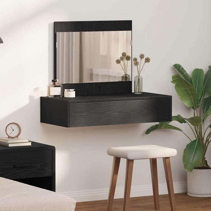 Maison exclusive - mesa tocador colgante de pared roble negro 83x40x70 cm