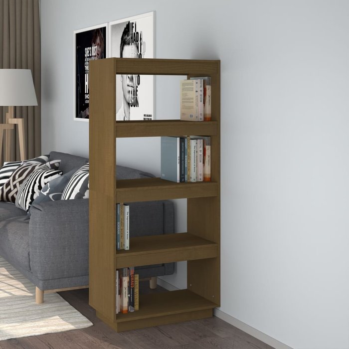 Librería/separador de ambientes marrón miel 60x35x135 cm pino