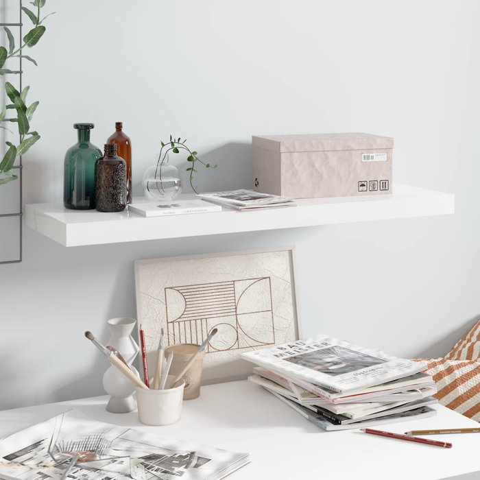 Maison exclusive - estante flotante de pared blanco brillante mdf 80x23,5x3,8 cm