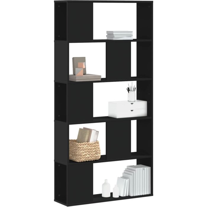 Maison exclusive - librería 5 niveles madera ingeniería negra 80,5x23,5x162,5 cm