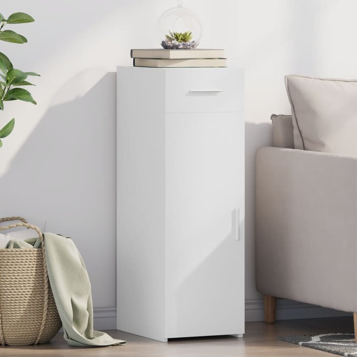 Aparador blanco de 30x42,5x93 cm, madera de ingeniería.