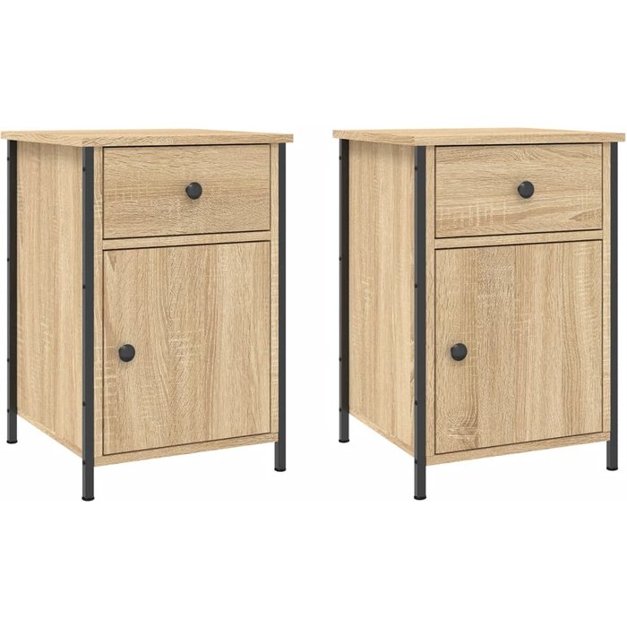 Mesitas de noche 2uds roble sonoma 40x42x60cm madera contrachapada