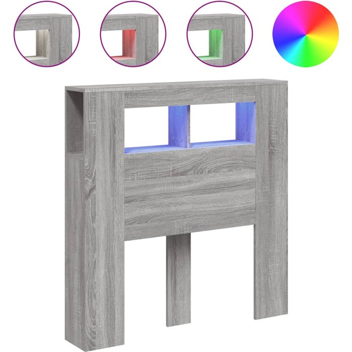 Cabecero led madera ingeniería gris sonoma 100x18,5x103,5 cm - comfortxl