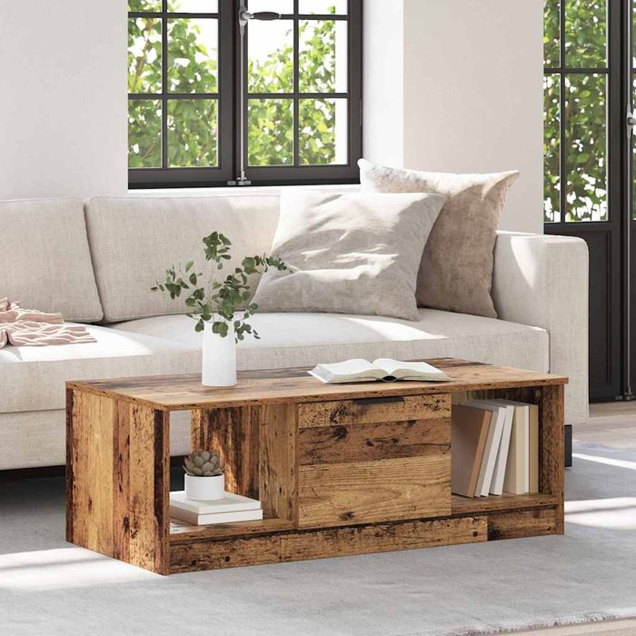 Mesa de café madera vieja 100 x 50 x 36 cm madera contrachapada