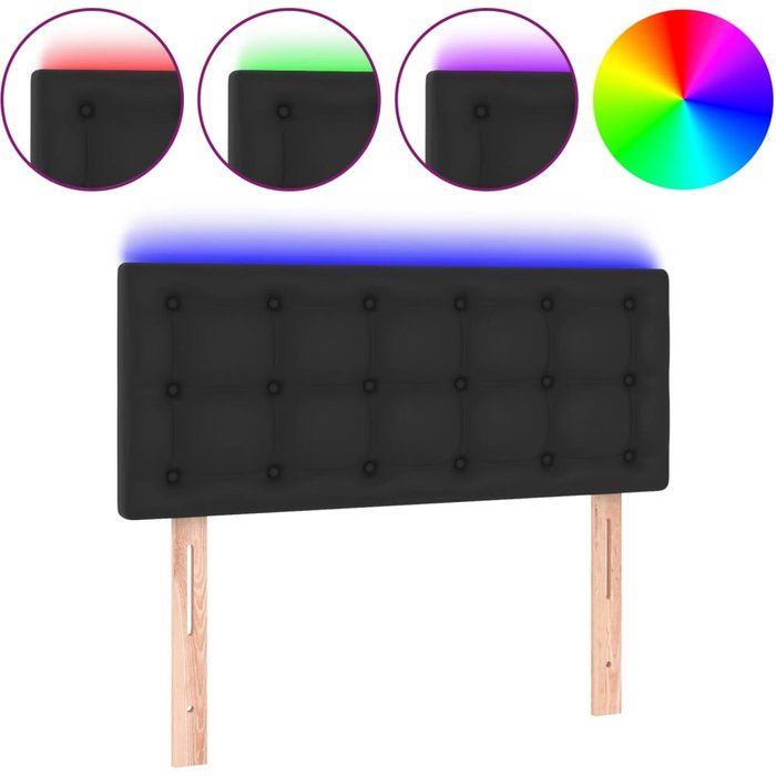 Cabecero con led cuero sintético negro 100x5x78/88 cm - comfortxl