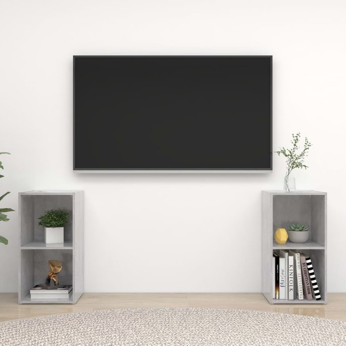 Mueble de tv de 2 piezas, gris hormigón, 72x35x36,5 cm, madera de ingeniería