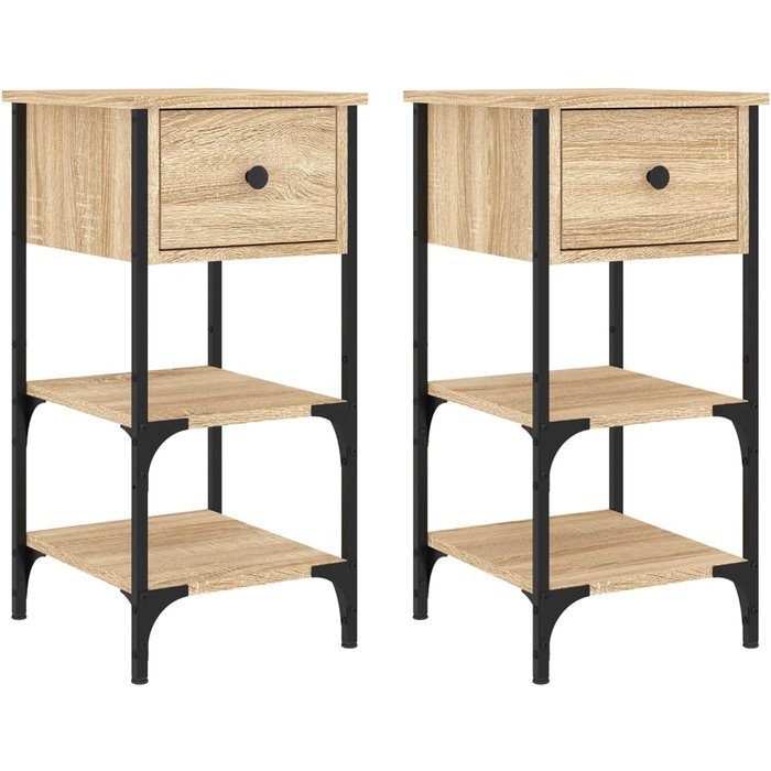 Mesitas de noche 2 piezas roble sonoma 34x36x70 cm madera contrachapada