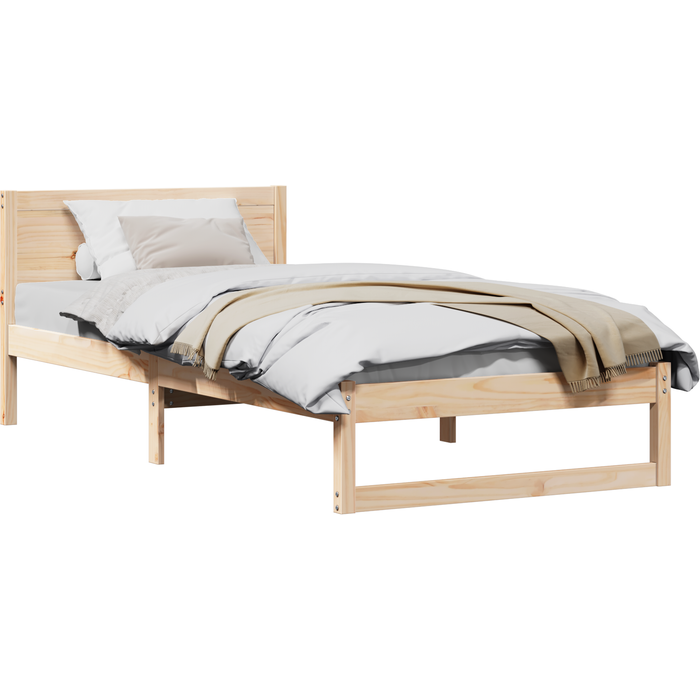 Estructura de cama natural madera sólida de pino individual cfw36313