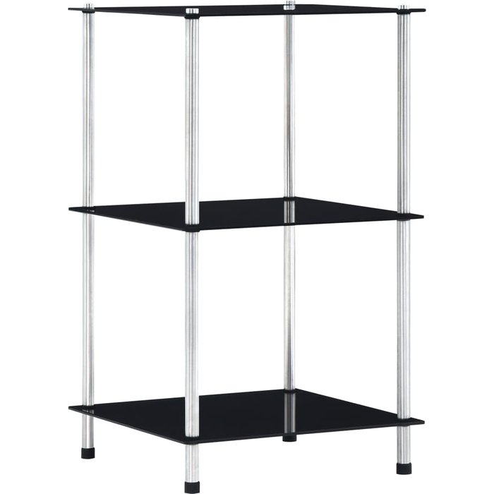 Estante de 3 niveles negro 40x40x67 cm vidrio templado